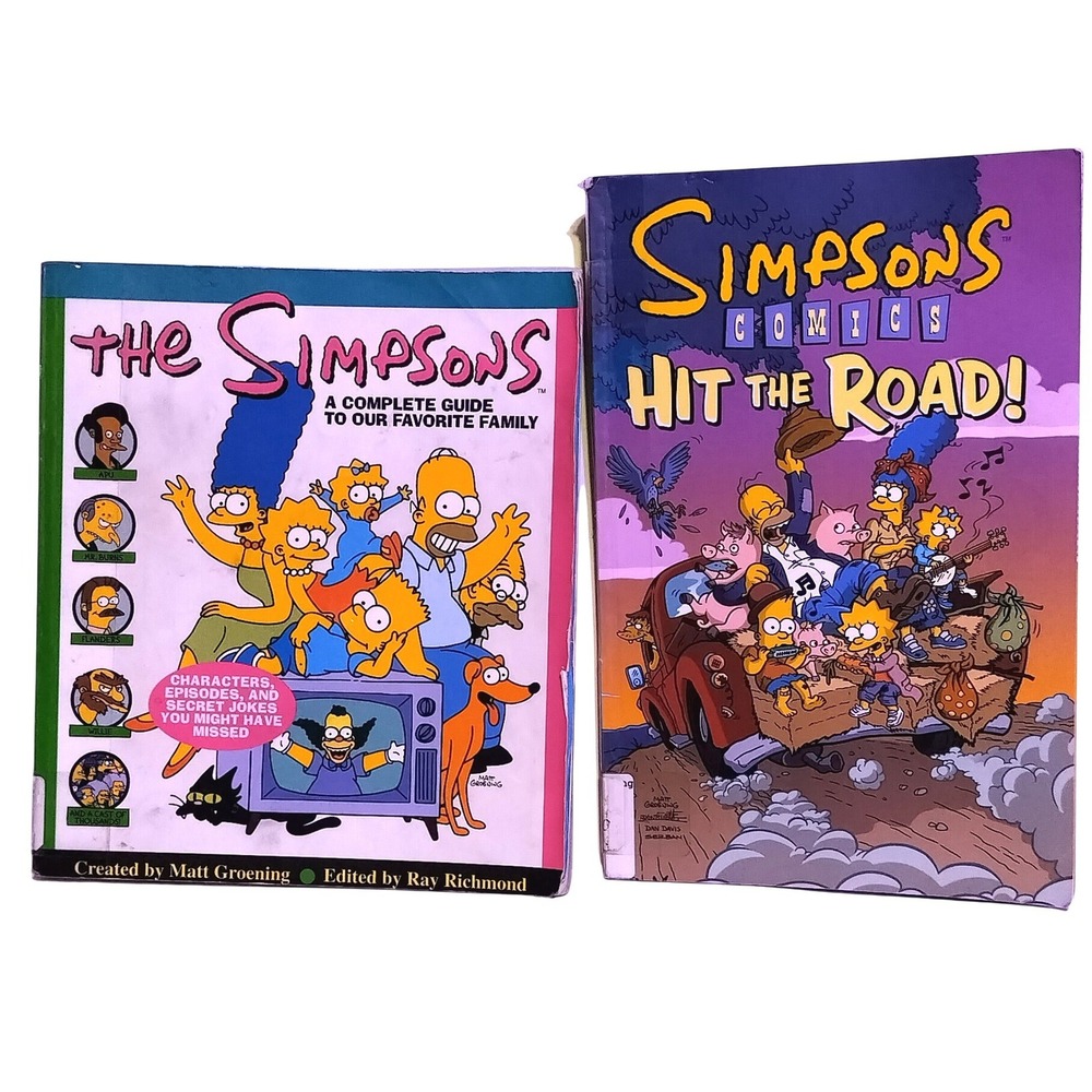 The Simpsons Complete Guide & Comics Hit the Road Book Bundle 90s Nostalgia Y2K